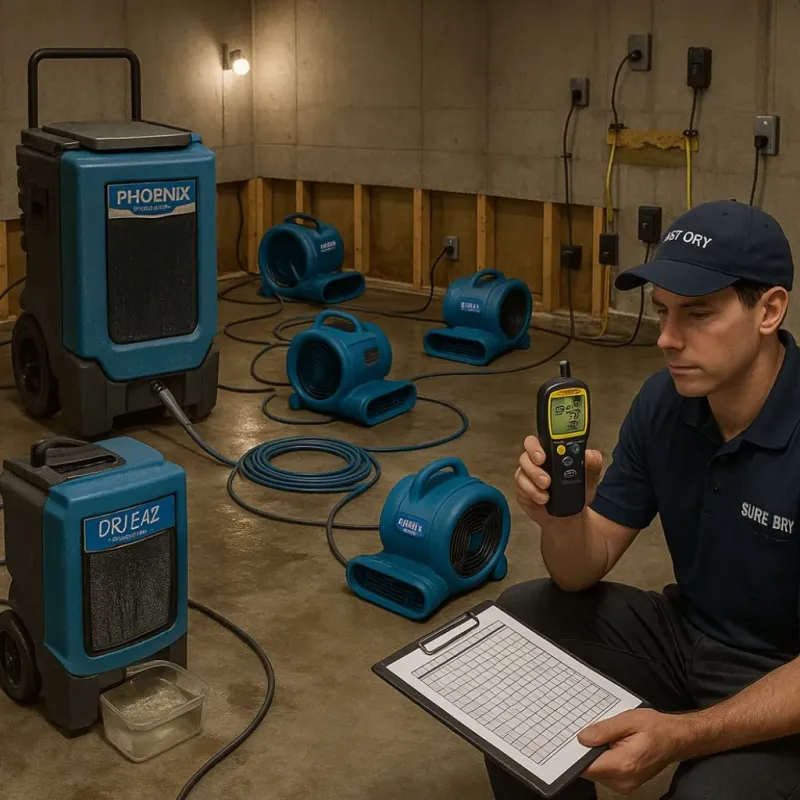 Structural Drying and Dehumidification process in Newtown Grant, PA